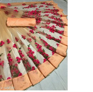 Nouveau Lest Look Attrayant Réception Porter Lourd Net Broderie Travail Saree avec Blouse Pièce Indien Femmes Porter Sari Bas Prix Apparelgarment - Product Image 1