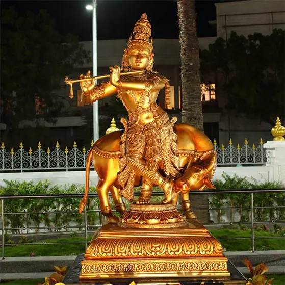 인도 종교 금속 구리 힌두교 신 동상 장식 청동 황동 Radha 크리슈나 동상