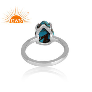 Handmade 925 Sterling Fine Silver Tear Drop <b>Ring</b> Jewelry Wholesaler Natural Copper <b>Turquoise</b> Gemstone Silver Engagement <b>Ring</b> - Product Image 4