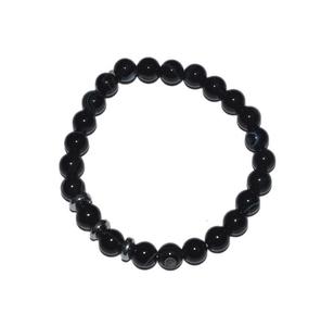 Ónix negro de piedras preciosas pulseras con encanto redondo - Product Image 1