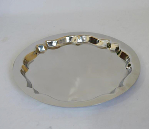 Aluminum Hammered Nickel Plated Gold Plated Shining Polish Modern Luxury Exclusive Fancy Food Safe Server Round Platter Server - Product Image 6