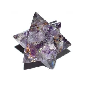Artesanía de piedra semipreciosa Amatista Estrella de orgón de 12 puntos para protección EMF - Product Image 1