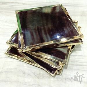 Ensemble de sous-verres de tasses à thé en résine époxy de couleur personnalisée Style de conception occidentale 4-6 pièces Boîte de sous-verre carrée écologique pour usage alimentaire - Product Image 3