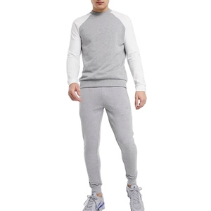 Chándal deportivo personalizado para hombre, chándal de dos piezas de algodón 100%, Color liso, a la moda, venta al por mayor - Product Image 1