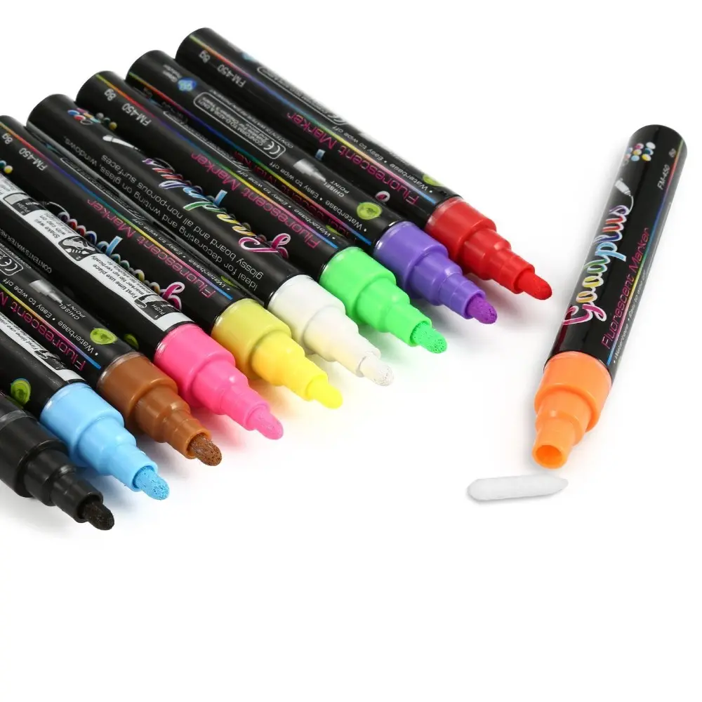 ขายส่งพลาสติกวาล์วควบคุม Liquid chalk Marker สีนีออนชอล์ก Marker-REVERSIBLE TIP ปากกาชอล์กสำหรับ Chalkboard