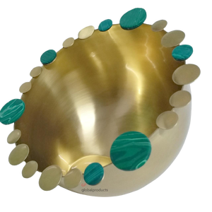 Tazón redondo de metal dorado con soporte de hoja dorada, cuenco para servir ensaladas, utensilios de cocina, tazón de servicio - Product Image 4