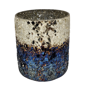 2023 personnalisé luxe argent bleu foncé mosaïque bocal en verre Top vente décor à la maison support votif fabriqué à la main multi-usages pour le luxe - Product Image 1