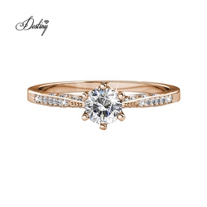 Anello di fidanzamento alla moda dasini impreziosito da cristalli <span class=keywords><strong>Swarovski</strong></span> gioielli in <span class=keywords><strong>argento</strong></span> 925 placcato oro 18K per donna - Product Image 6