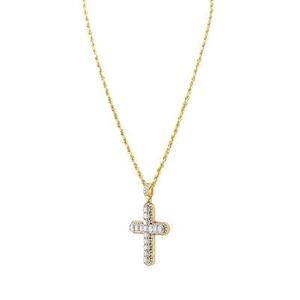 Colgante con forma redonda de diamante para hombre, oro amarillo de 14k, 2,72 Ctw, cruz cristiana, regalo para hombre - Product Image 3