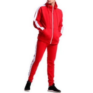 Chándales para correr para hombre con rayas laterales para hombre Otoño Invierno Fitness gimnasio ropa para correr para hombre manga larga con capucha abrigo chaqueta conjunto - Product Image 1