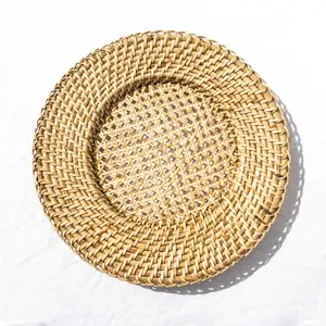 Elegant Round Woven placemats Best Rattan Plate Dish Table mats For Dining Wedding Home Setting Decorative
