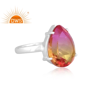 Anillo Apilable de Plata de Ley Fina Hecho a Mano con Turmalina Biopetro Natural y Cuarzo Doble para Bodas y Fiestas - Última Colección - Product Image 3