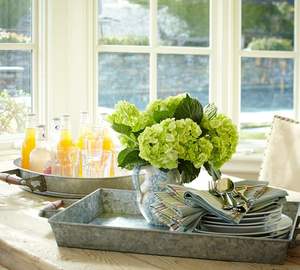 Bandeja DE SERVICIO DE Metal galvanizado hecha a mano de alta calidad, manijas de madera, diseño de forma personalizada, cantidad a granel de India para exportación - Product Image 5