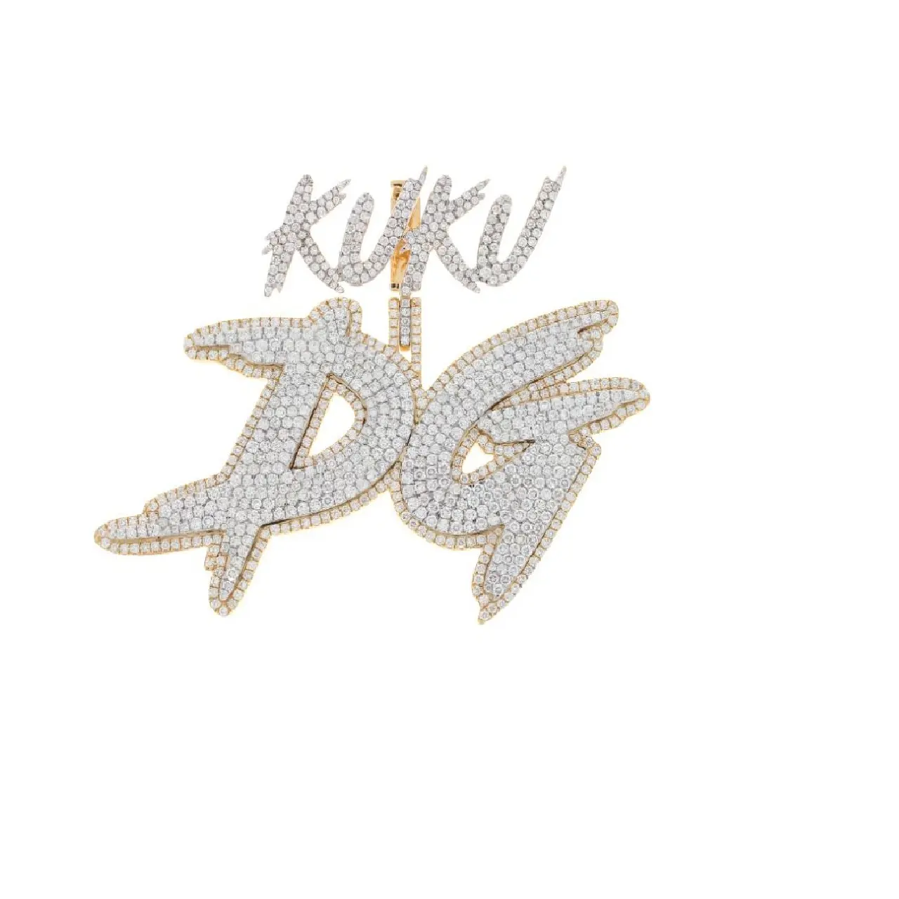 Aangepaste Hip-Hop Sieraden Charm Hanger 10K Geel/Wit Goud-50 Gram Goud Gewicht Met 12.27 Karaat Diamanten Gewicht