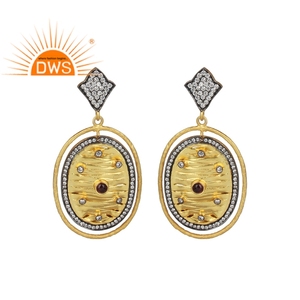 Boucles d'oreilles en pierre précieuse CZ, boucles d'oreilles pendantes rose avec des pierres précieuses, plaqué or 925, argent, fait à la main, vente en gros - Product Image 1
