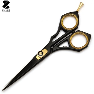 Juego de tijeras de peluquería de calidad profesional, conjunto de pelo negro/Barbero para adelgazamiento, color dorado, personalizado - Product Image 2