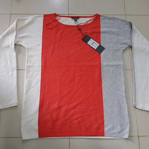 Suéter de cuello redondo informal de algodón 100% de marca para mujer, suave y de moda para otoño, tejido plano, sólido, antibolitas, secado rápido - Product Image 1