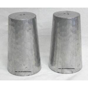 Ensemble de 2 salières et poivrières en acier inoxydable, finition argentée brillante, texture martelée, vente directe d'usine - Product Image 4