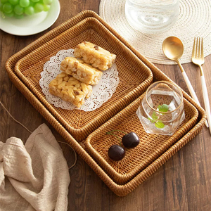 Plateau de service décoratif en rotin de style moderne fait à la main pour la décoration de cuisine et le service panier en osier - Product Image 4