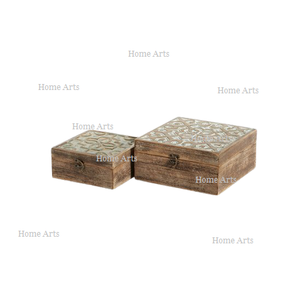 Juego de 2 Cajas de Almacenamiento de Joyas de Diferentes Tamaños, Diseño Moderno, Caja de Joyería y Cosméticos de Sobremesa, del Mejor Exportador de la India - Product Image 1