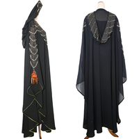 Abaya Longue Broderie Courte en Chiffon 100% Soie Naturelle Taille Haute Modeste Islamique Unie Coupe Droite Grande Taille pour Femme Collection Printemps-Été 2026