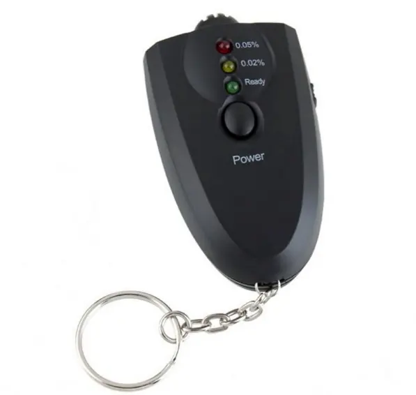Xách Tay Mini Keychain LED Rượu Breath Tester Breathalyzer Với Đèn Pin
