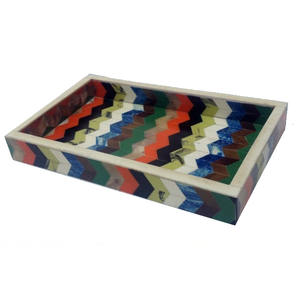 Plateau de service en MDF en bois naturel imprimé marbre en résine noire d'accents de maison Plateau de service décoratif en bois fabriqué à la main pour hôtel - Product Image 3