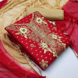 ชุดปาร์ตี้ออกแบบโดยดีไซเนอร์ผ้าไหมคอตตอนดูทันสมัยเสื้อผู้หญิงอินเดียชุดปักลายสีแดงเข้ม lehenga alphanumero - Product Image 3