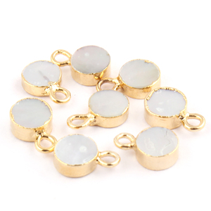 Xlusion-Conectores de latón chapado en oro para joyería, conectores colgantes de forma redonda, nácar natural - Product Image 3