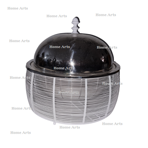 Plat de service buffet en aluminium martelé avec couvercle Plat de service de forme ronde fait à la main en vrac - Product Image 6