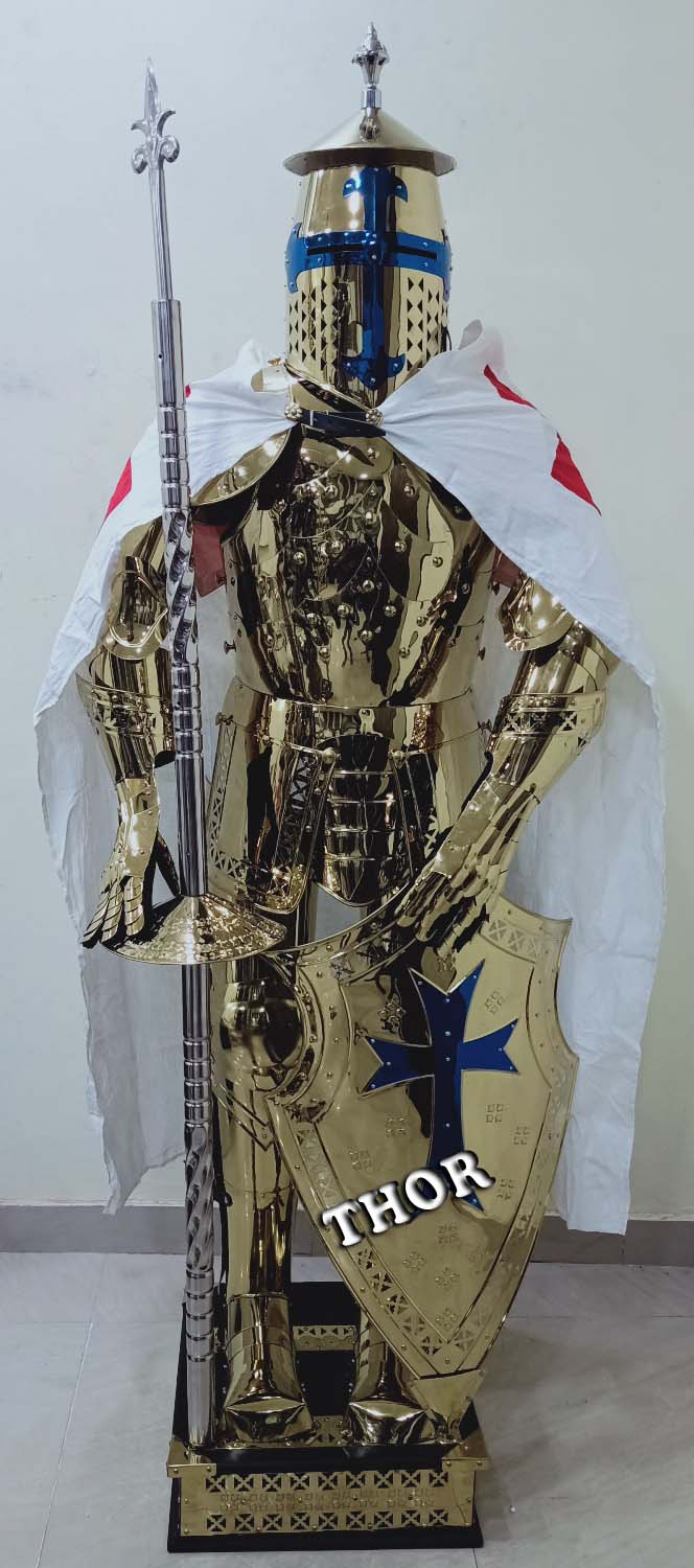 中世期の鎧 中世の騎士の鎧のウェアラブルスーツ十字軍の戦闘全身ステンレス鋼の