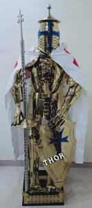 Costume portable de chevalier médiéval d'armure de combat croisé costume complet d'armure en acier inoxydable pour le corps entier - Product Image 2