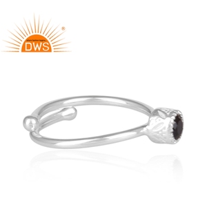 Anillo de gemas espinales negras para niña, conjunto de joyería de plata de ley fina, corona redonda, fabricante de joyería - Product Image 3
