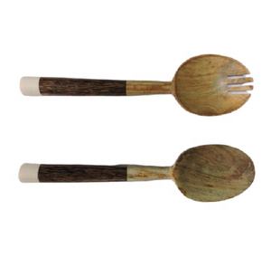 Juego de cuchara de madera con mango de latón para ensalada, rallador de verduras de mano, precio al por mayor, venta directa de fábrica - Product Image 6