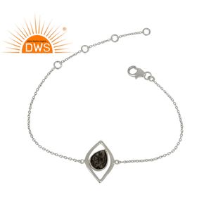 Bracelet en argent fin 925, vente en gros, carreaux noirs, pierres précieuses, fournitures de bijoux - Product Image 1