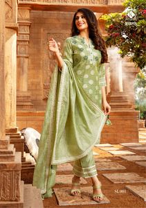 Vestido largo de algodón para mujer, ropa de fiesta de moda con bordado de Anarkali, traje dupatta, India, 2023 - Product Image 2