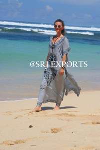 Vestido Maxi Sexy con Abertura Lateral para Mujer, Estilo Informal, para Fiesta, Playa, Estilo Hippie, Bordado, Traje de Baño, Kaftan, Colección India 2026 - Product Image 6