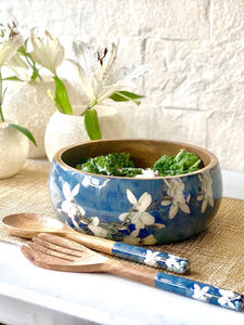 Tazón de madera con Mango de forma redonda, cuenco para ensalada con servidores de ensalada - Product Image 2