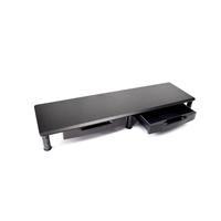 Supports de moniteur doubles réglables en bois avec 2 tiroirs, noirs, hauteur réglable de 3,25 à 6,5 pouces, style bureau pour ordinateur portable, usage commercial de luxe