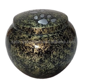 Urna de Metal Tallada a Mano con Acabado Antiguo en Latón para Cenizas de Adultos, Columbario Decorativo para el Hogar, Funerales, Entierros, Cremaciones, Kalavastu - Product Image 4