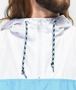 Chaqueta cortavientos con logotipo personalizado para hombre en colores azul, negro y blanco Diseño de bloque de tela de lona al por mayor - Product Image 3