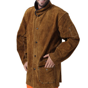 เสื้อแจ็กเก็ตสำหรับเชื่อมหนังวัว,เสื้อแจ็กเก็ตหนังฟอกฝาดเฮฟวี่เวททนทานเปลวไฟมาใหม่ปี2023 - Product Image 2