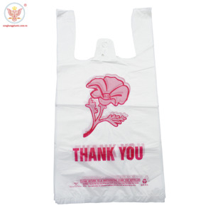OEM/ODM เวียดนาม 'thank you' PE เสื้อยืดกันความร้อนถุงผ้ากันรั่วถุงงานแสดงสินค้าซูเปอร์มาร์เก็ตยอดเยี่ยมถุง PE ถุงพลาสติก - Product Image 1