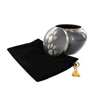 Small Pet Cremation Urn Paw Print Design for Dog and Cat <b>Ashes</b> Metal <b>Keepsake</b> Memorial Urn with Storage Bag Container - Product Image 2