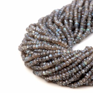 Perles de pierres précieuses en labradorite grise bleue naturelle à bas prix, facettées, rondes, de 3 mm à 4 mm, longueur de 13 pouces, pour la fabrication de bijoux - Product Image 4