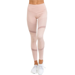 Work Out Pink <b>Leggings</b> Women Spring Ankle-Length Soft Mesh <b>Legging</b> <b>Stitching</b> Hollow Slim Push Up Lady's <b>Legging</b> - Product Image 1