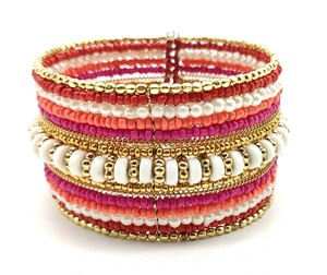 สร้อยข้อมือโบโฮหลายชั้นทำด้วยมือพร้อมลูกปัดเรซินและพู่ชุบทองสายรัดข้อมือลูกปัดหลากสีของขวัญสำหรับปาร์ตี้ทันสมัย - Product Image 5