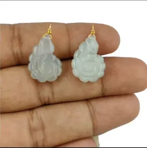 Trắng Moonstone Mặt dây chuyền 20x15mm trắng Moonstone vỏ khắc 18K vàng vermeil 925 Sterling bạc dây bọc handmade mặt dây