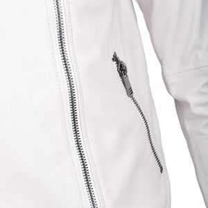 Winter White <b>Men's</b> High Quality Genuine <b>Leather</b> <b>Jackets</b> Casual Stand Collar Customized Shell Coated OEM Service 1pcs - Product Image 4