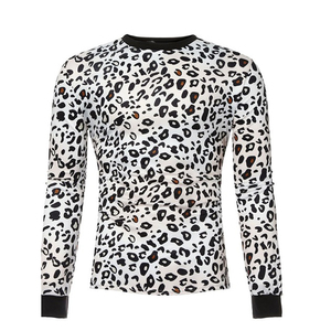 Vêtements décontractés de haute qualité Fitness porte des conceptions personnalisées et logo t-shirt imprimé léopard à manches longues - Product Image 1